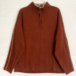 Blue Pronto Uomo Rust Color Mens Long Sleeve Pullover Mock Neck Top Size XXL EUC
